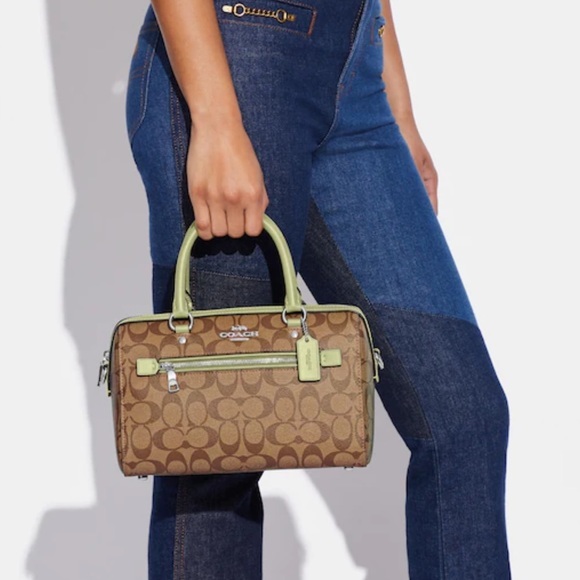 Coach Handbags - Coach Rowan Satchel In Signature Canvas SV/Khaki/Pale Lime